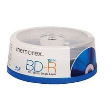 Memorex Blank BD-R 15-Pack 25GB / 6X / Full Logo